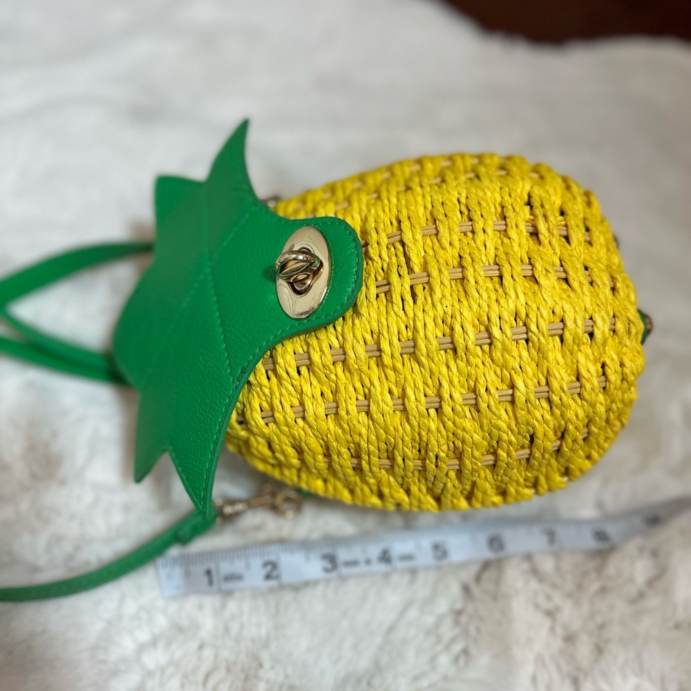 Pineapple Crossbody Bag with Leafy Top and wristlet strap - Picture 10 of 11